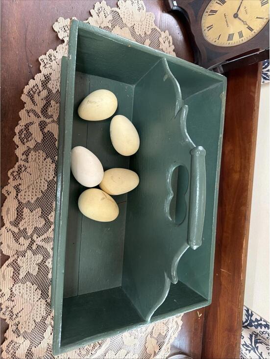 Antique wood cutlery caddy Green Paint utensil carrier Centerpiece Country Farm - Picture 12 of 13